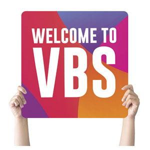 Curved Colors VBS Welcome Square Handheld Signs