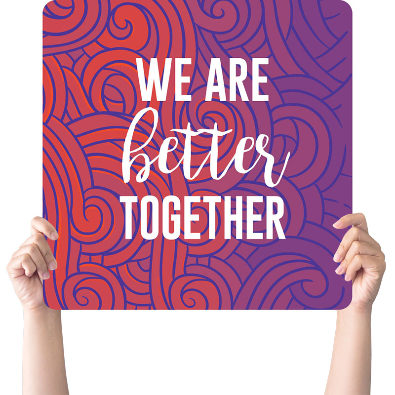 Handheld Signs, Welcome, Doodle Swirl Better Together, 21 Square