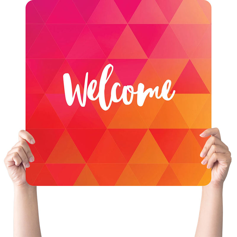 Handheld Signs, Welcome, Geo Glow Welcome, 21 Square