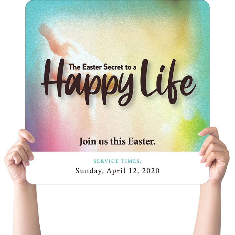 Handheld Signs, Easter, Happy Life, 21 Square