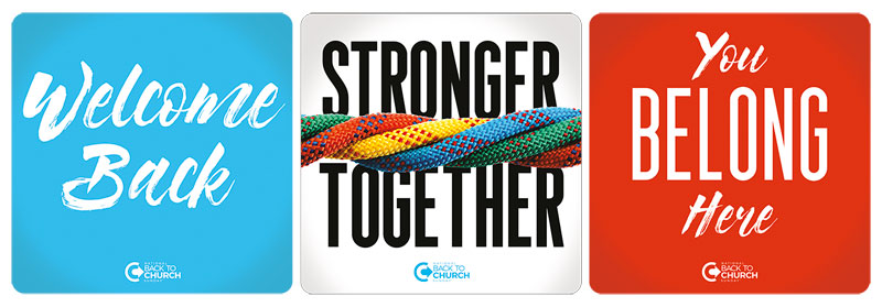 Handheld Signs, Back To Church Sunday, BTCS Stronger Together Welcome Set, 21 Square