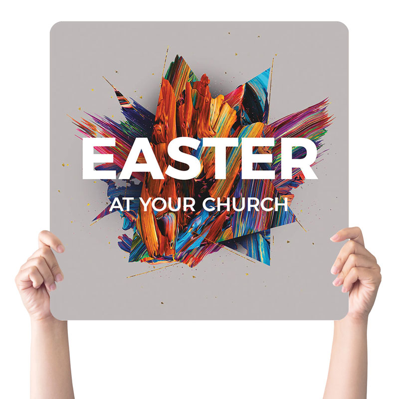 Handheld Signs, You're Invited, CMU Easter Invite 2021 Grey, 21 Square