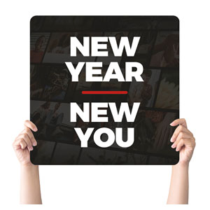 A New Beginning New Year Black Square Handheld Signs