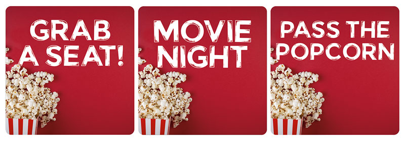 Handheld Signs, Summer - General, Movie Night Popcorn Set, 21 Square
