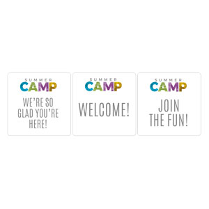 Summer Camp Colors Set Square Handheld Signs