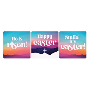 Easter At Mountains Set Square Handheld Signs