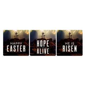 Hope Is Alive Crosses Set Square Handheld Signs