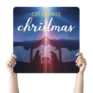 Experience the Gifts of Christmas Celebrate Christmas Square Handheld Signs