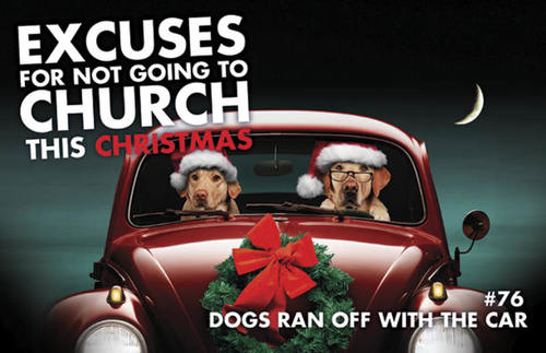 Church Postcards, Christmas, Christmas Dog Excuse, 5.5 X 8.5