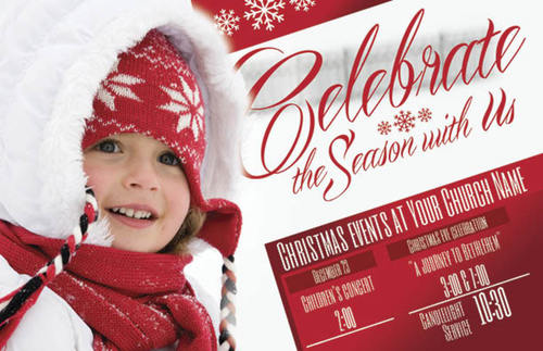 Church Postcards, Christmas, Celebrate the Season, 5.5 X 8.5