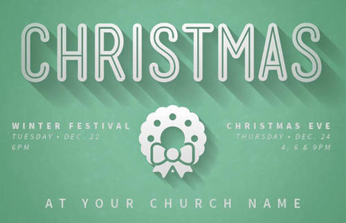 Church Postcards, Christmas, Green and White Christmas, 5.5 X 8.5