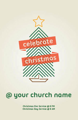 Church Postcards, Christmas, Christmas Tree Line Art, 5.5 X 8.5