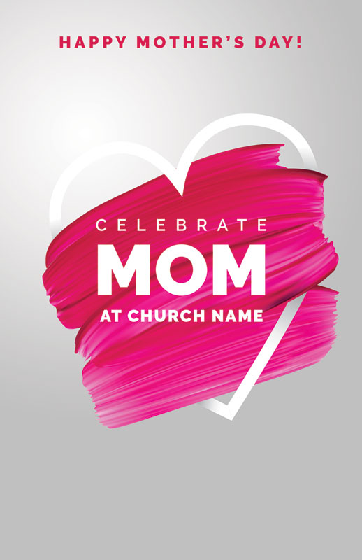 Church Postcards, Mother's Day, Mom Pink Paint Strokes, 5.5 X 8.5
