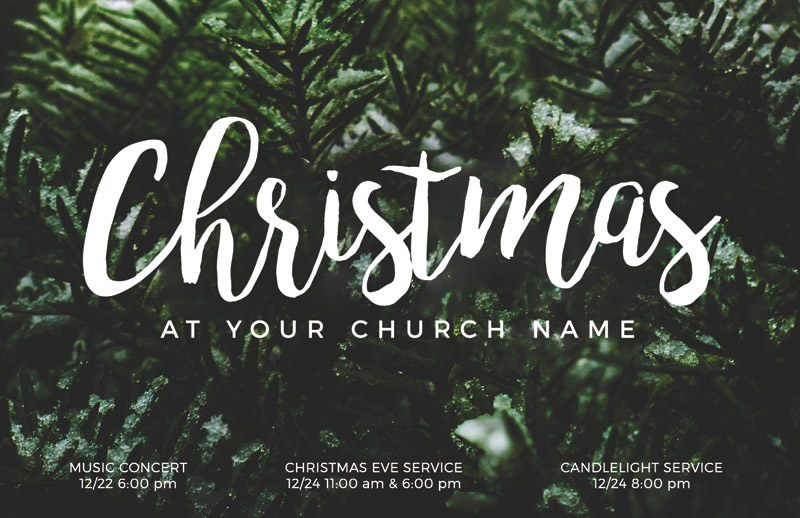 Church Postcards, Christmas, Evergreen Christmas, 5.5 X 8.5