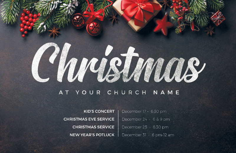 Church Postcards, Christmas, Christmas Trimmings Slate, 5.5 X 8.5