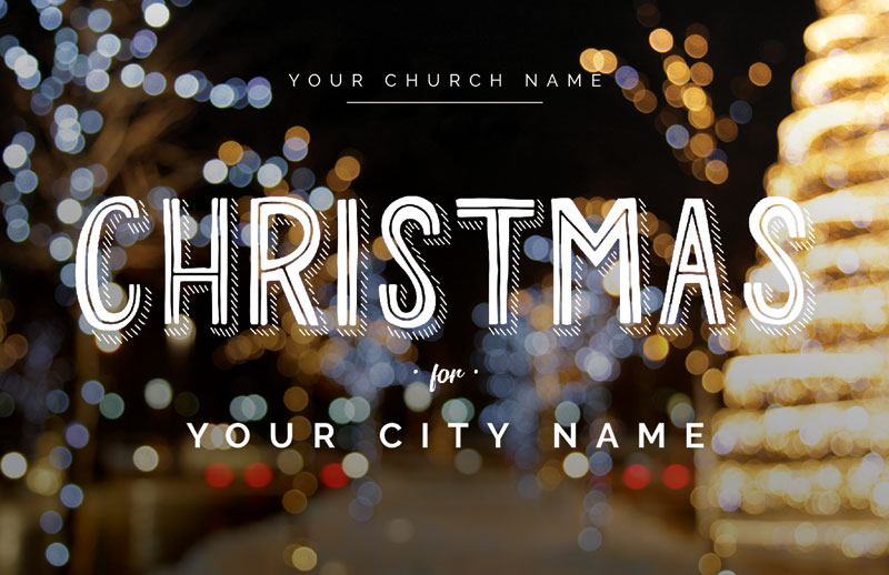 Church Postcards, Christmas, Christmas Downtown Lights, 5.5 X 8.5