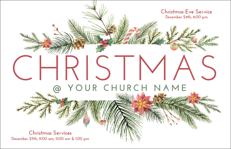 Church Postcards, Christmas, Hand Painted Christmas, 5.5 X 8.5