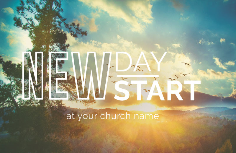 Church Postcards, New Years, New Day New Start, 5.5 X 8.5
