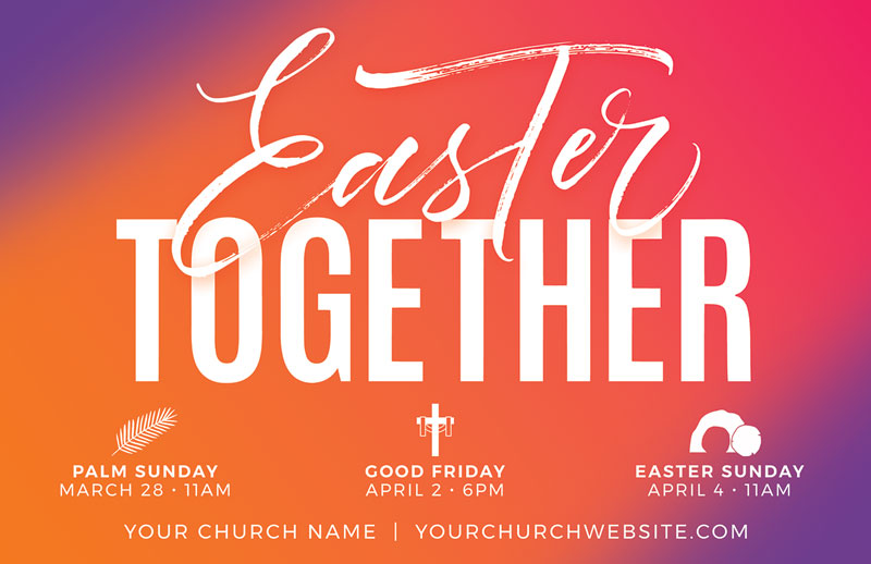 Church Postcards, Easter, Easter Together Hues, 5.5 X 8.5