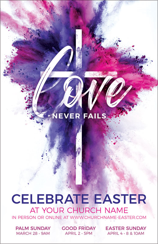 Church Postcards, Easter, Love Never Fails, 5.5 X 8.5