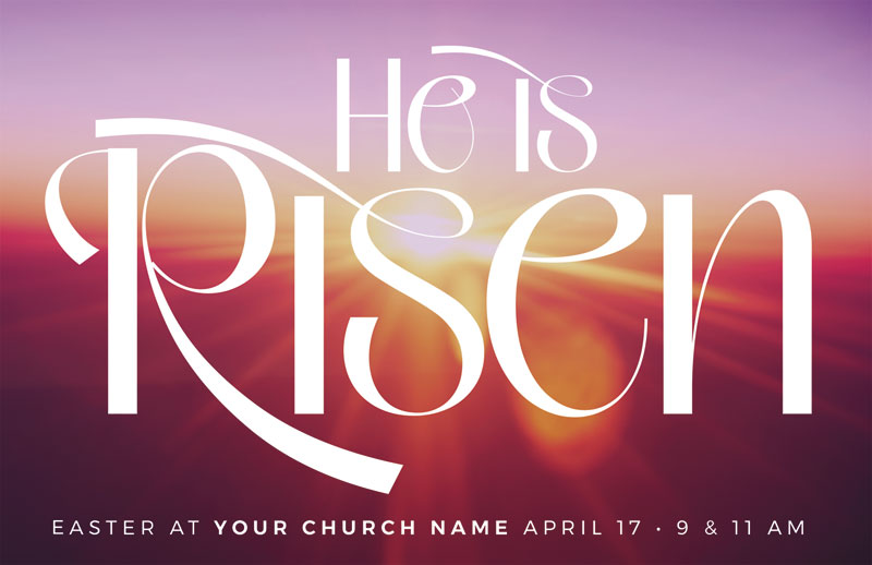 Church Postcards, Easter, He Is Risen Light, 5.5 X 8.5