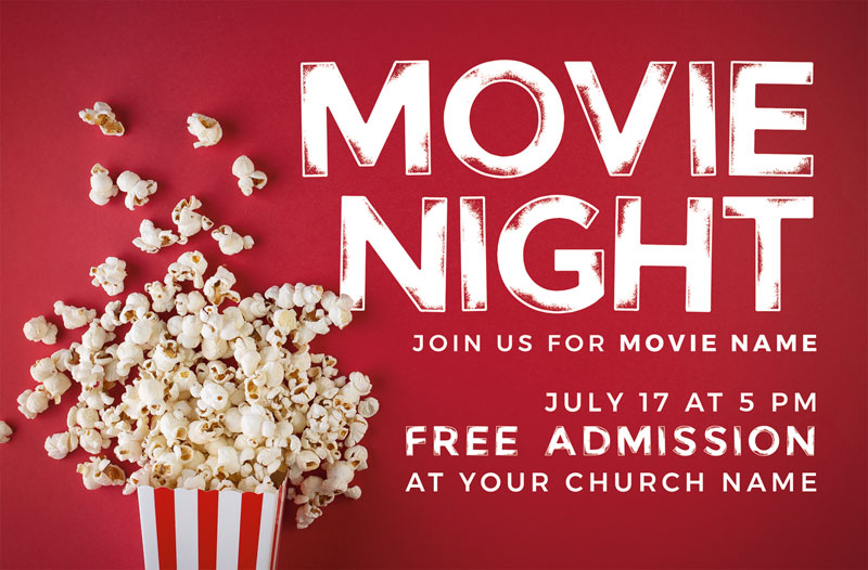 Church Postcards, Summer - General, Movie Night Popcorn, 5.5 X 8.5
