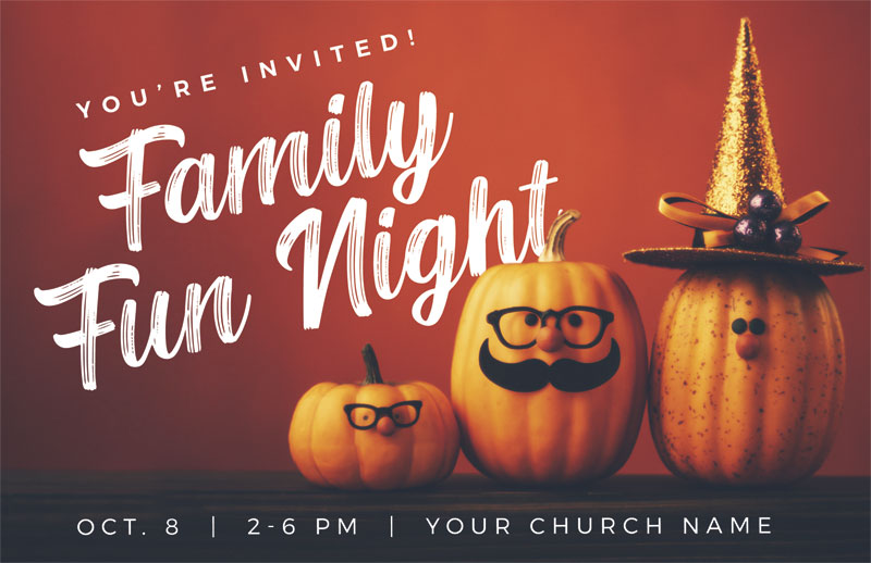 Church Postcards, Fall - General, Family Fun Night, 5.5 X 8.5
