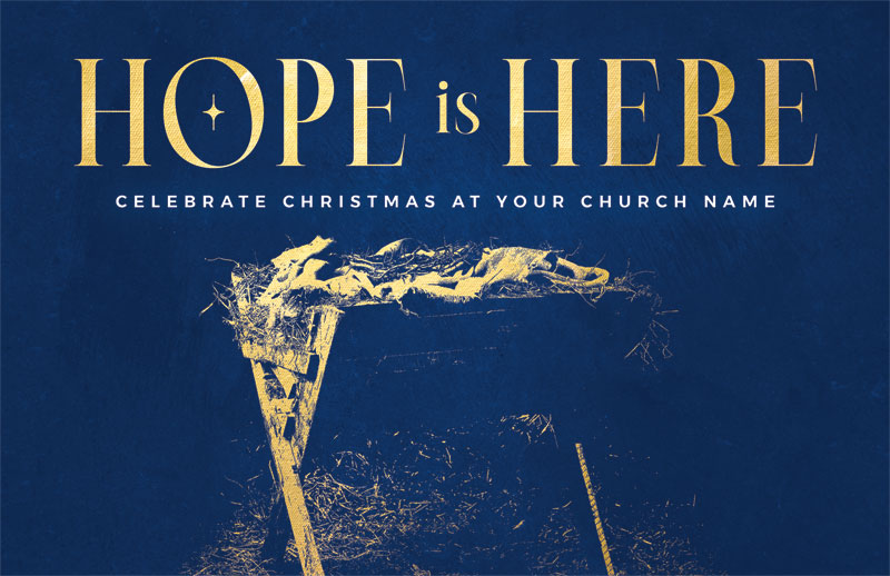 Church Postcards, Christmas, Hope is Here Gold, 5.5 X 8.5