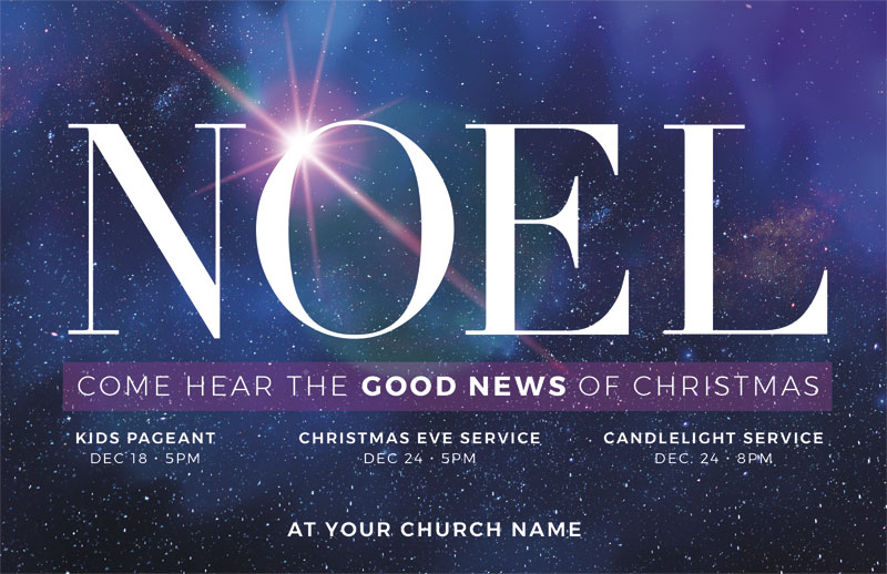 Church Postcards, Christmas, Noel Good News, 5.5 X 8.5