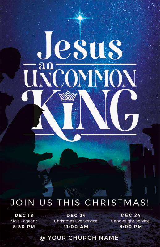 Church Postcards, Christmas, Jesus Uncommon King, 5.5 X 8.5