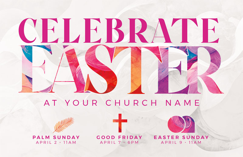 Church Postcards, Easter, Celebrate Easter Colors, 5.5 X 8.5