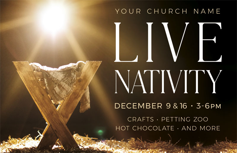 Church Postcards, Christmas, Live Nativity Manger, 5.5 X 8.5