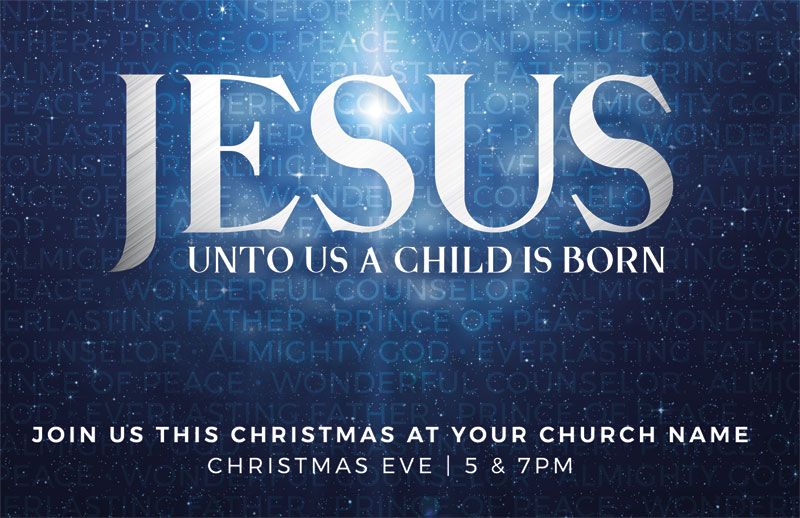 Church Postcards, Christmas, Jesus Unto Us, 5.5 X 8.5