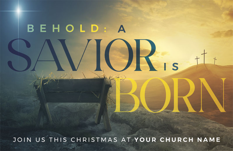 Church Postcards, Christmas, Behold A Savior Is Born, 5.5 X 8.5