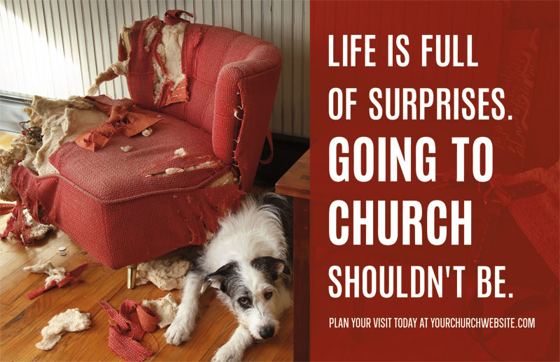 Church Postcards, You're Invited, Surprises Dog, 5.5 X 8.5