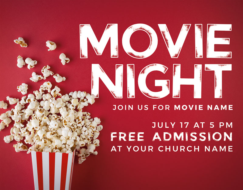 InviteCards, Summer - General, Movie Night Popcorn, 4.25 x 5.5