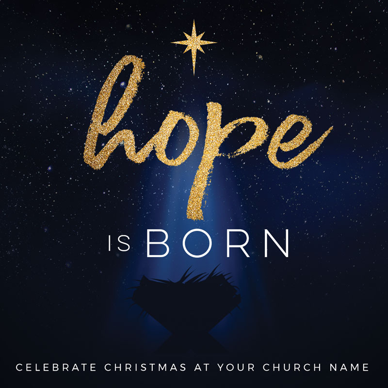 InviteCards, Christmas, Christmas Star Hope is Born, 3.75 x 3.75