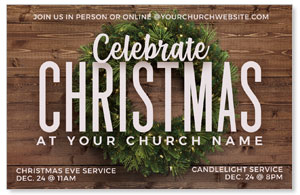 Celebrate Christmas Wreath Medium InviteCards