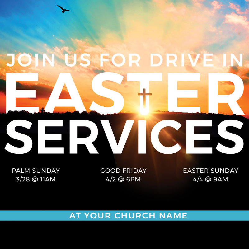 InviteCards, Easter, Drive In Easter Services, 3.75 x 3.75