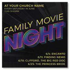 Family Movie Night Neon 