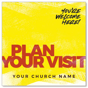 Plan Your Visit Yellow 3.75" x 3.75" Square InviteCards