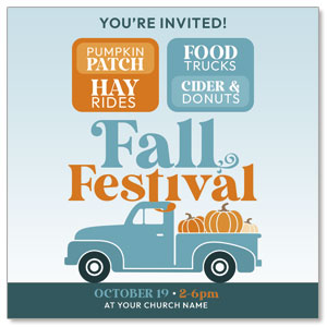 Fall Festival Truck 3.75" x 3.75" Square InviteCards