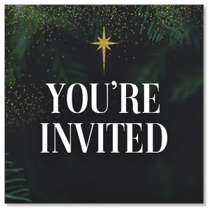 Green Pine Christmas Invite 2.5" x 2.5" Small Square