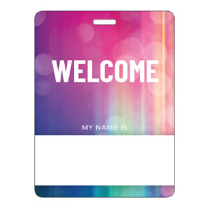 Colorful Lights Welcome Name Badges
