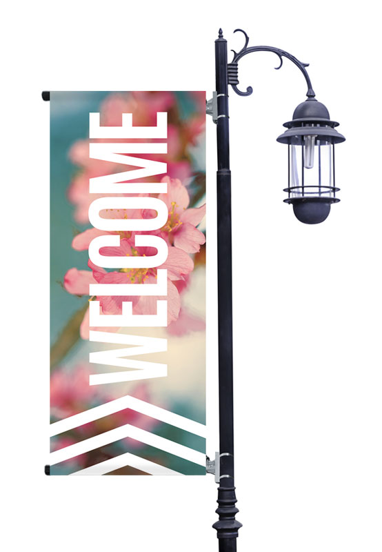 Banners, Spring - General, Chevron Welcome Spring, 2' x 5'