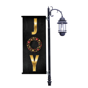 Gold Joy Wreath Light Pole Banners