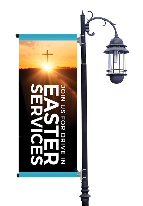 Banners, Easter, Drive In Easter Services, 2' x 5'