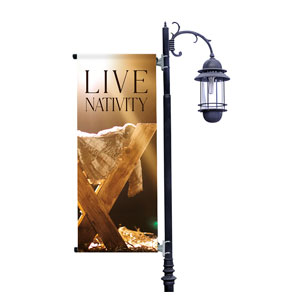 Live Nativity Manger Light Pole Banners