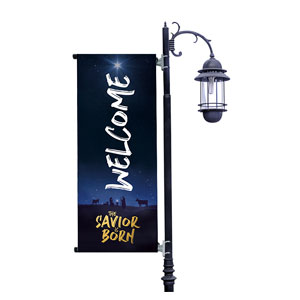 Savior is Born Star Light Pole Banners