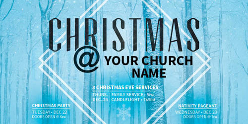 Church Postcards, Christmas, Blue Trees Christmas, 5.5 x 11
